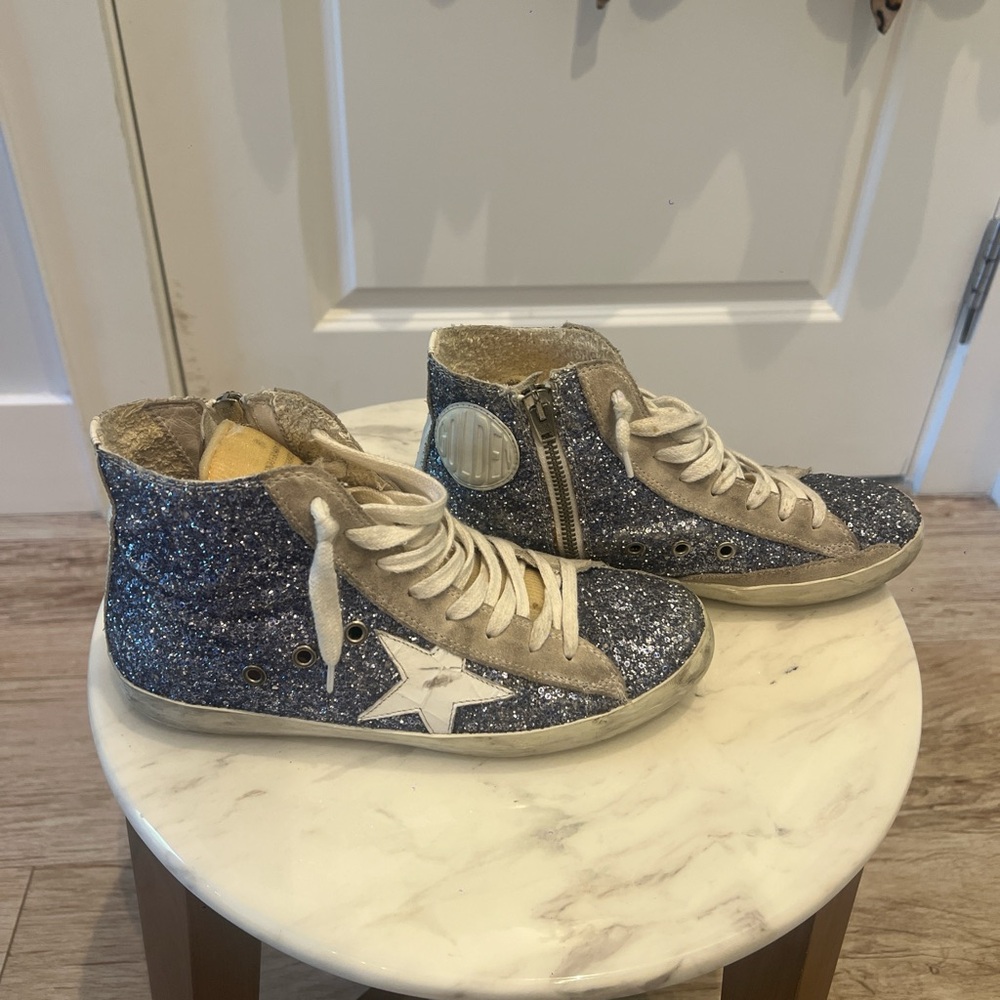 Golden Goose periwinkle glitter Francy style sneaker